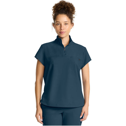 Women's Partial Zip Stand Collar Top