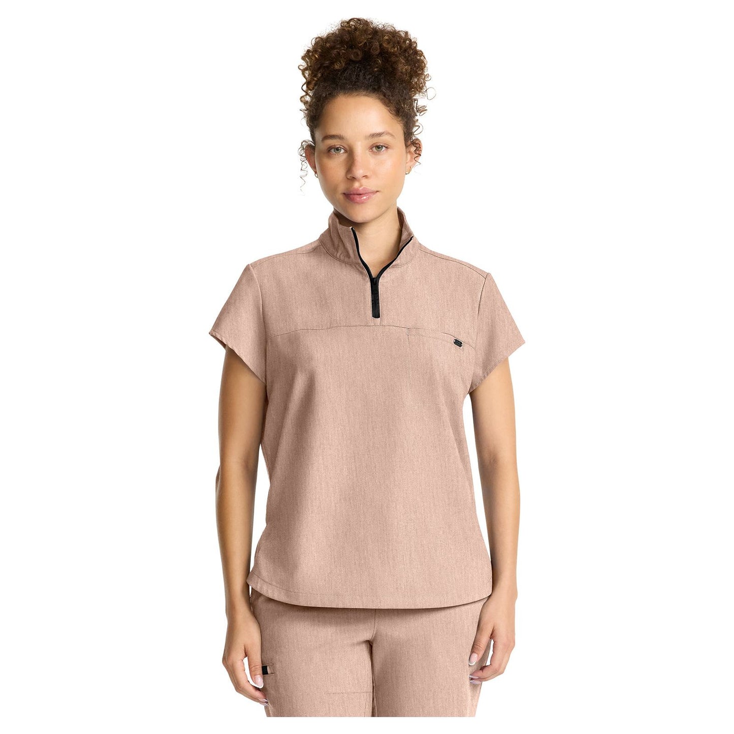 Women's Partial Zip Stand Collar Top