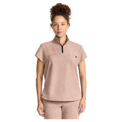 Women's Partial Zip Stand Collar Top