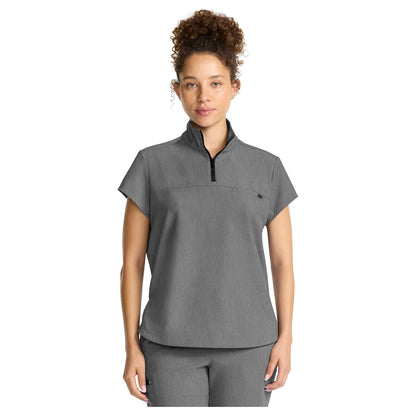 Women's Partial Zip Stand Collar Top