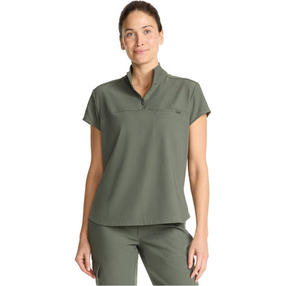 Women's Partial Zip Stand Collar Top