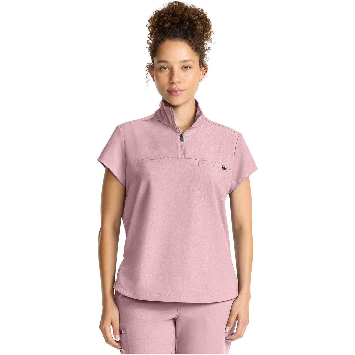 Women's Partial Zip Stand Collar Top