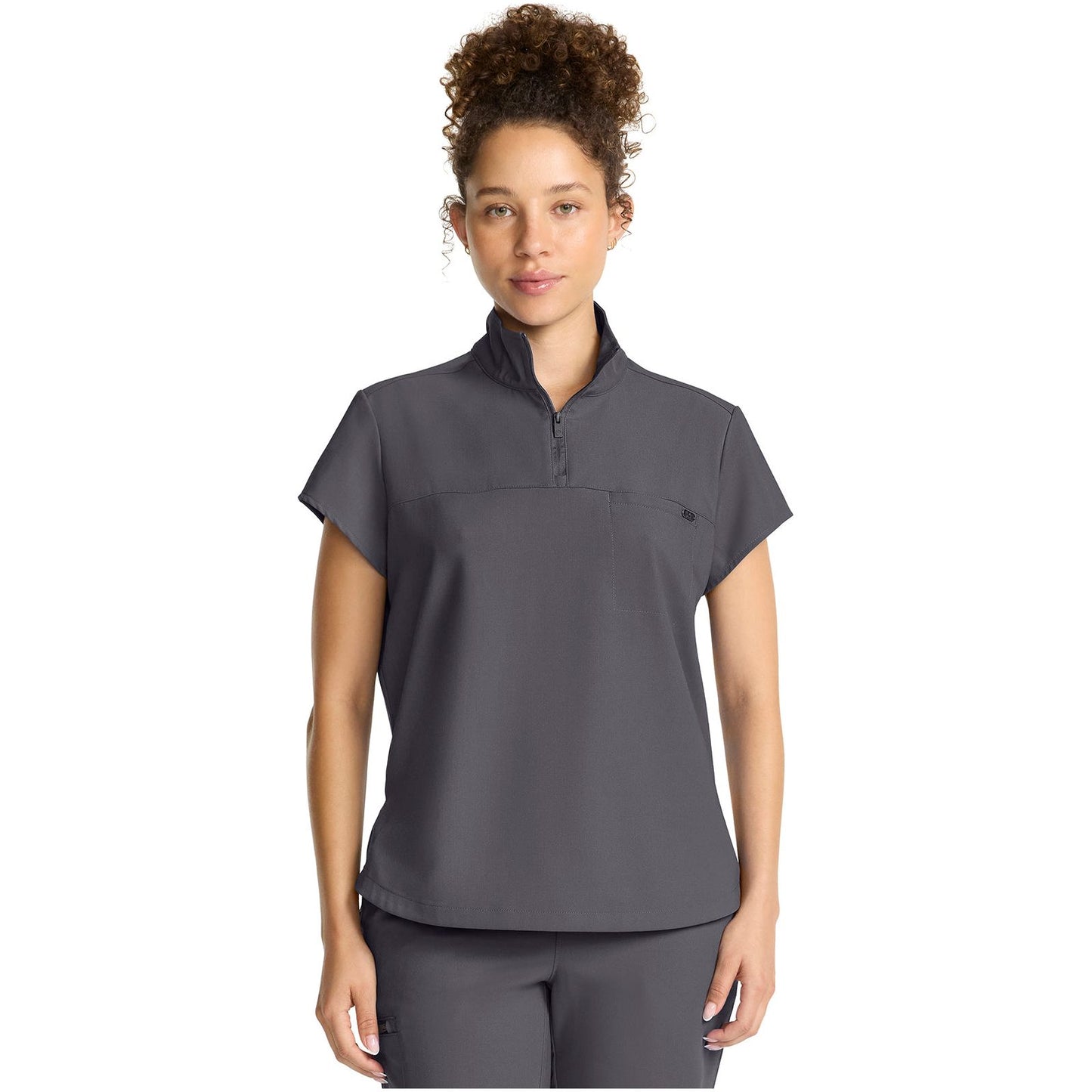 Women's Partial Zip Stand Collar Top