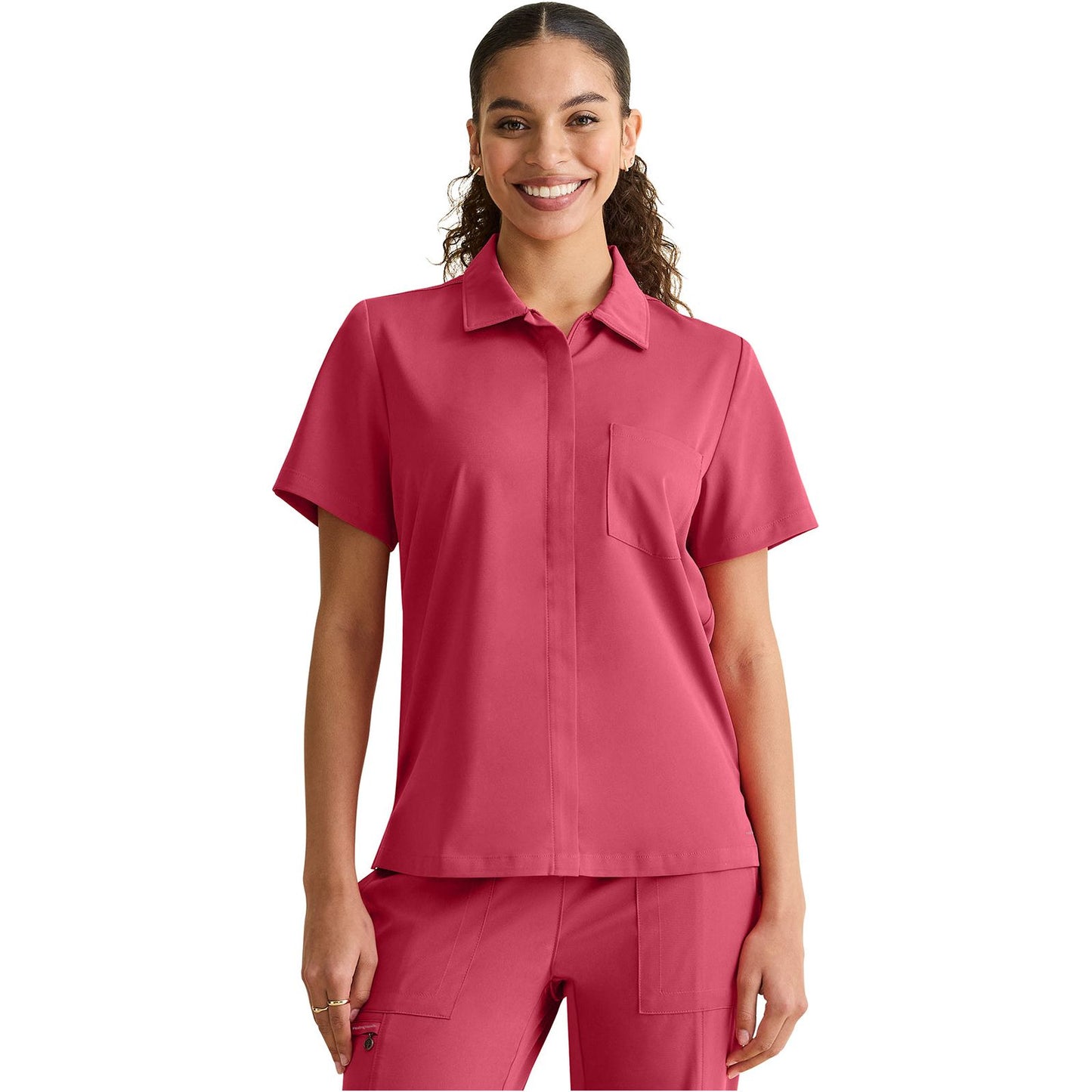 Kassie Hidden Zip Front Collar Shirt