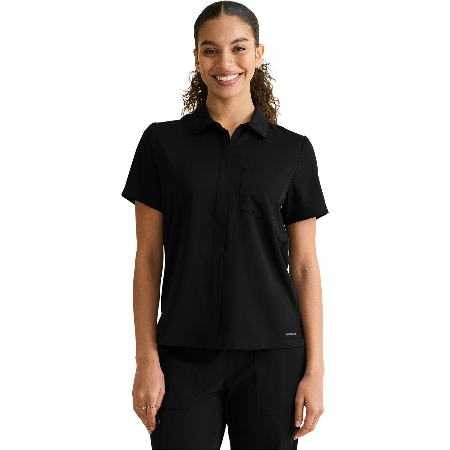 Kassie Hidden Zip Front Collar Shirt