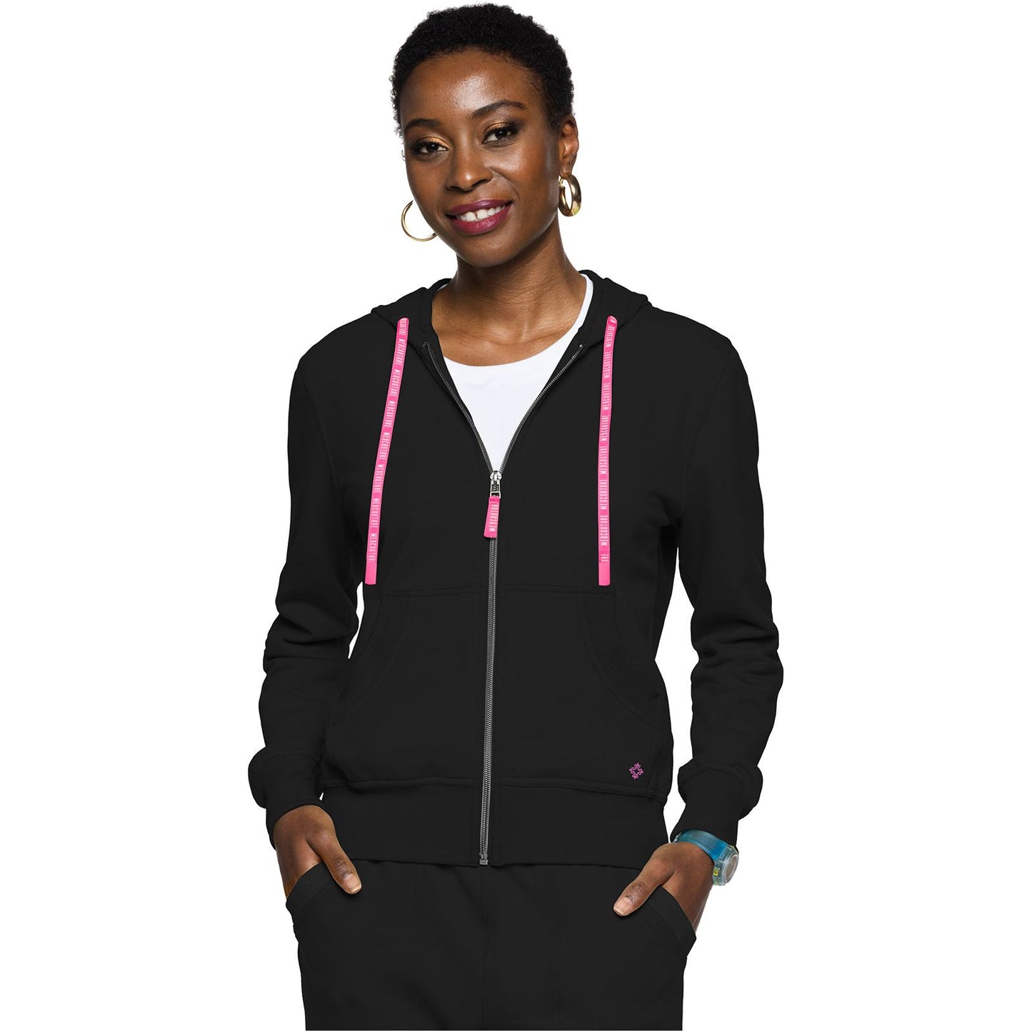 Fleece Zip Front Logo Hoodie