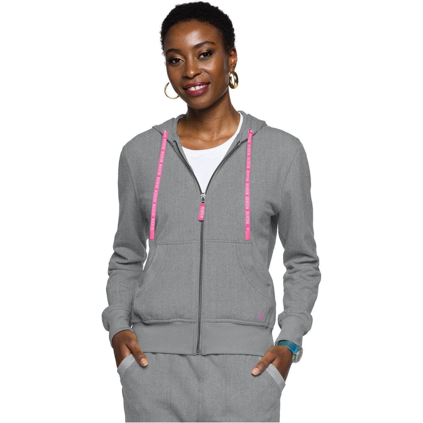 Fleece Zip Front Logo Hoodie