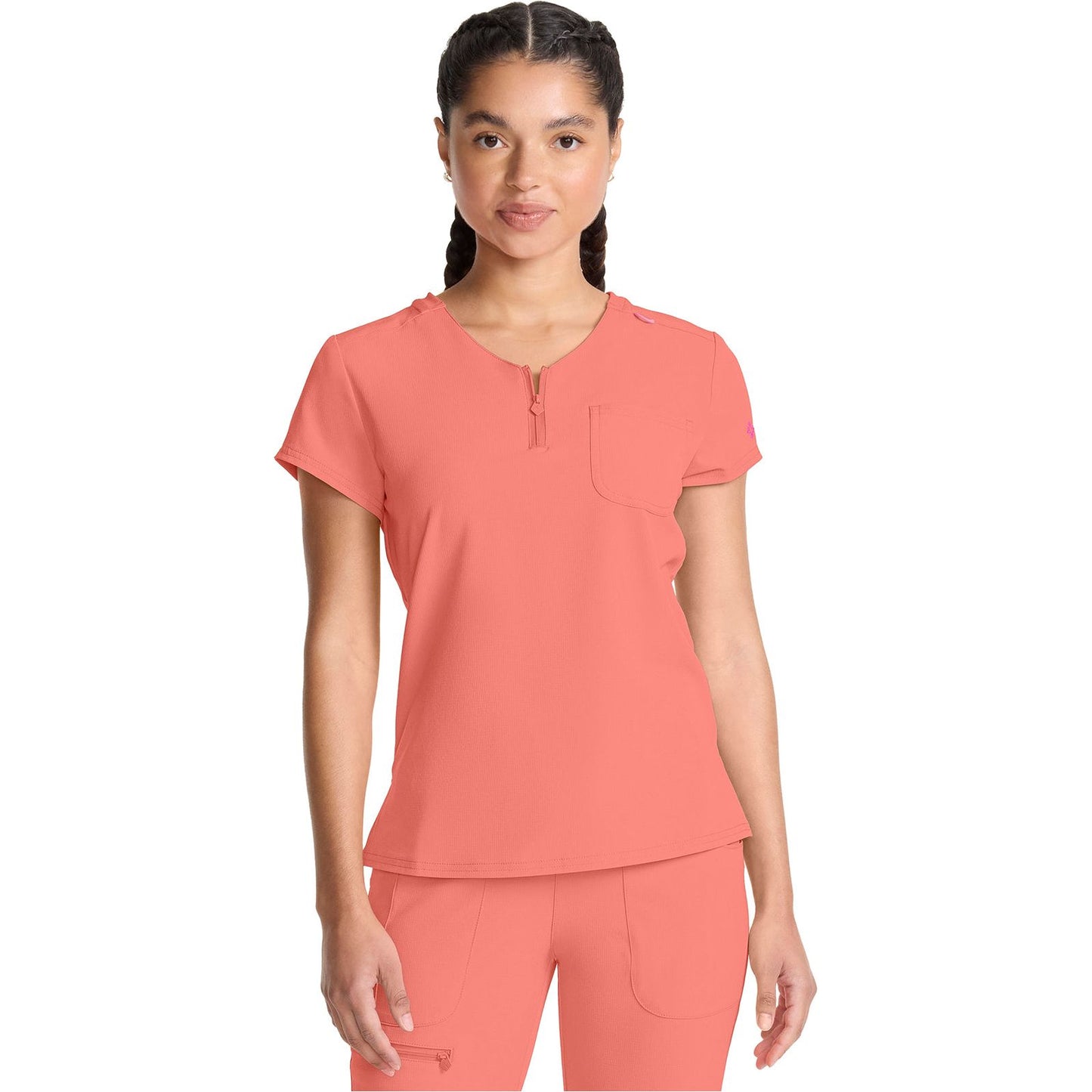 Quarter Zip V-Neck Tuckable Top