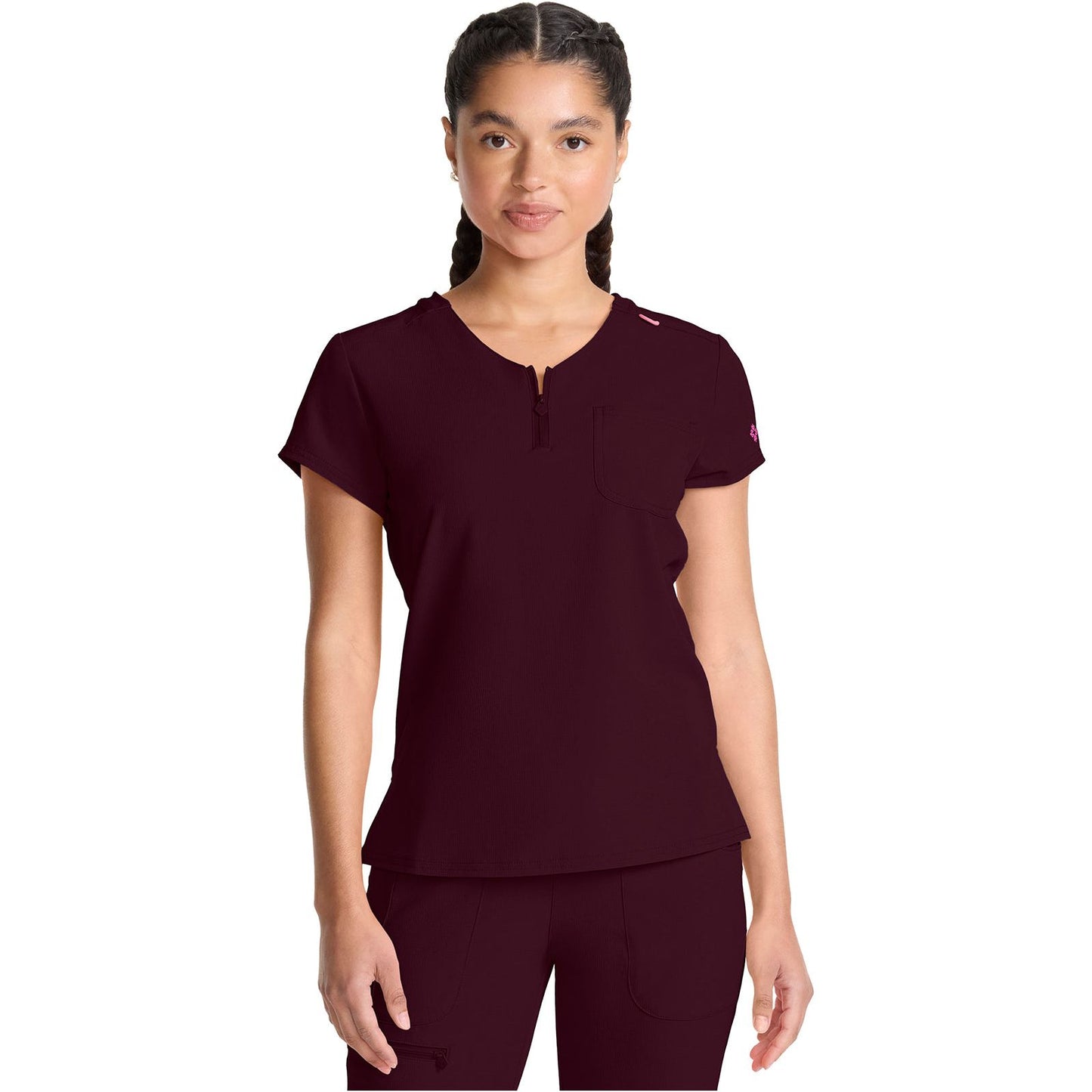 Quarter Zip V-Neck Tuckable Top