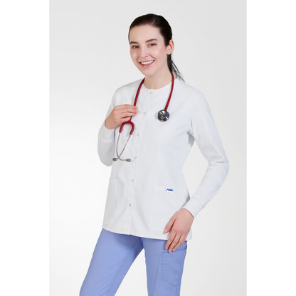 Women Round Neck Snap Button MOBB Warm-Up Jacket