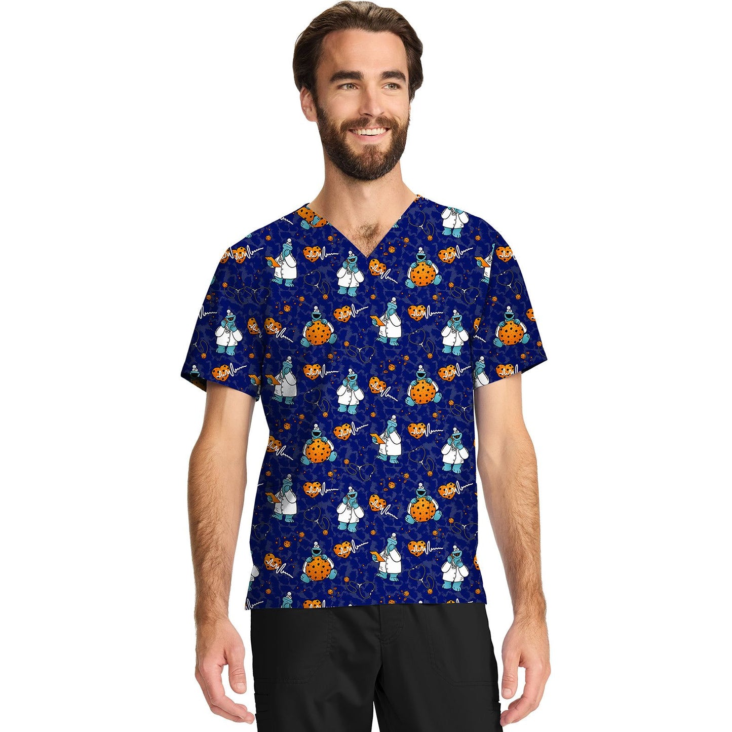 Unisex V-Neck Print Top