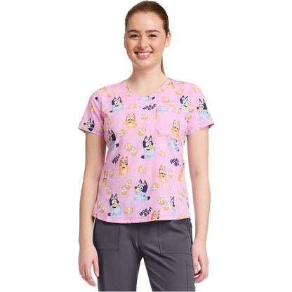 Rounded Print V-Neck Top