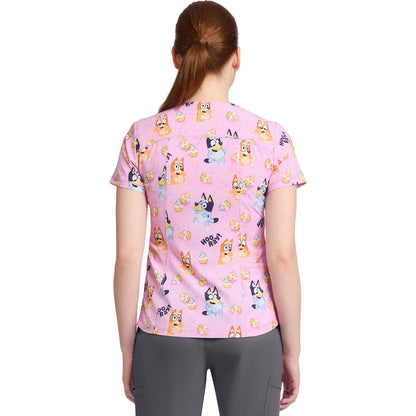 Rounded Print V-Neck Top