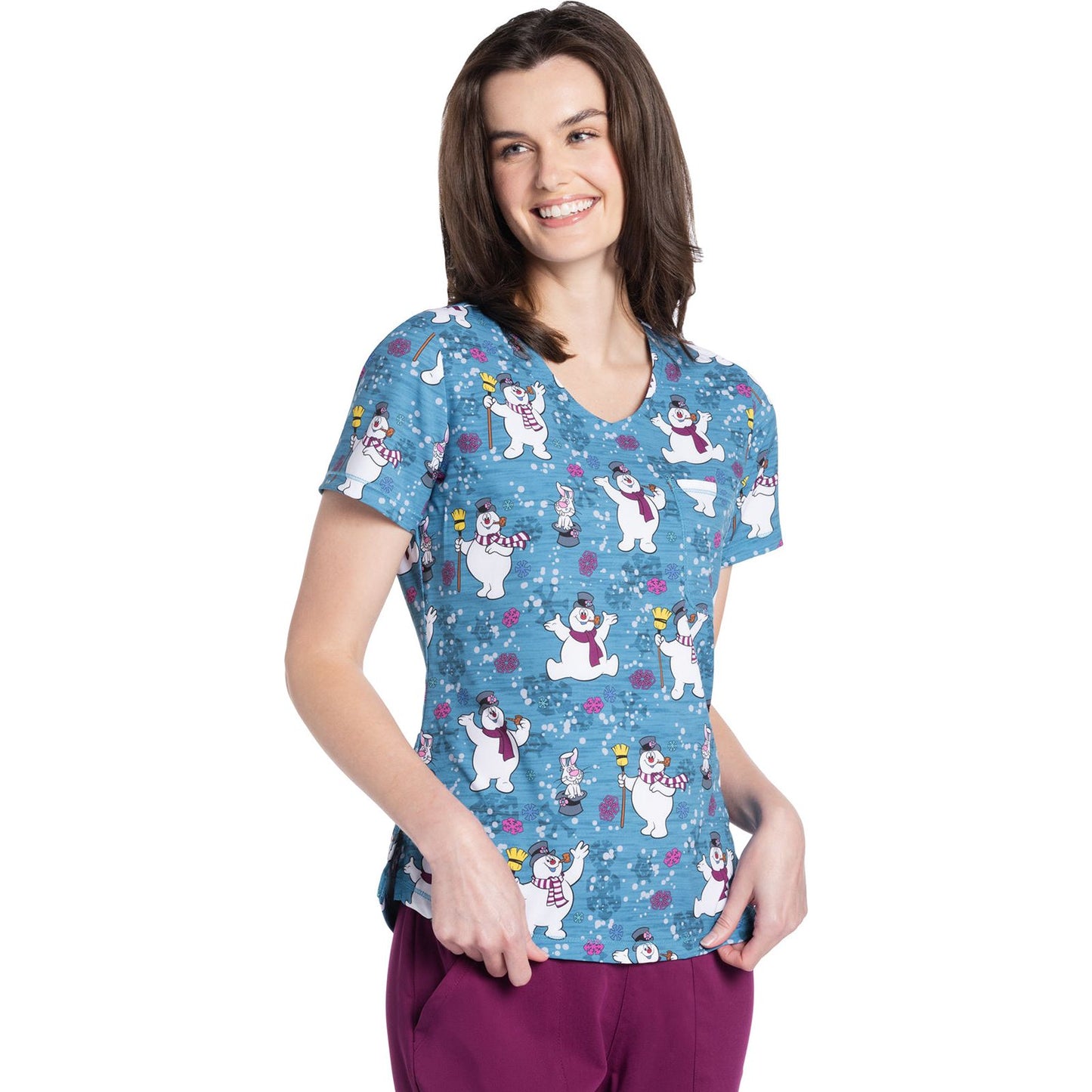 Rounded Print V-Neck Top