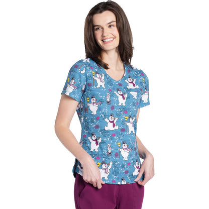 Rounded Print V-Neck Top