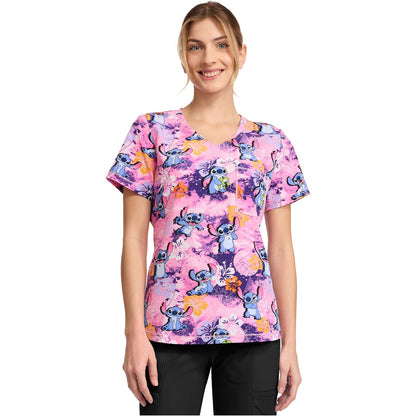 Rounded Print V-Neck Top