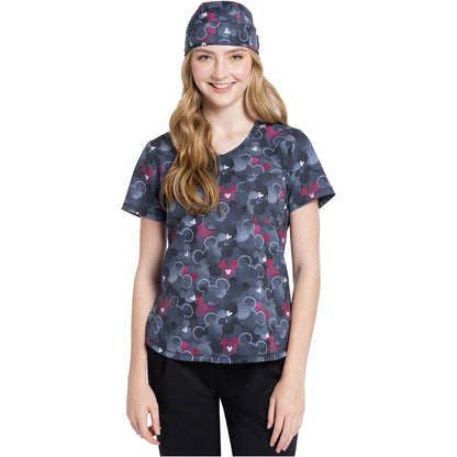 Rounded Print V-Neck Top