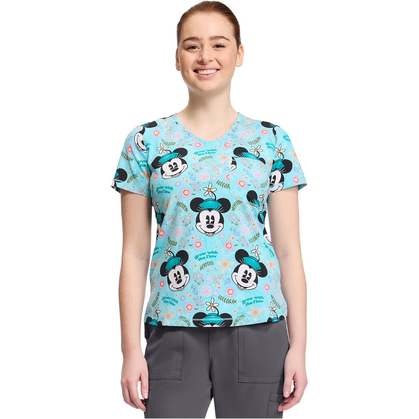 Rounded Print V-Neck Top