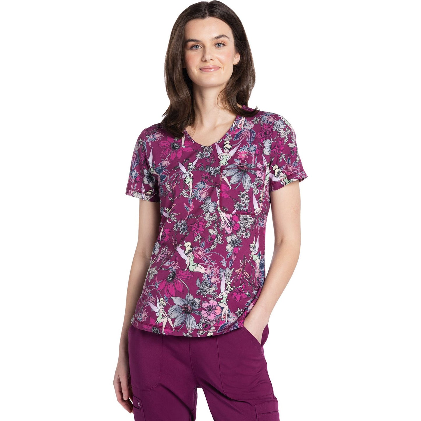 Rounded Print V-Neck Top