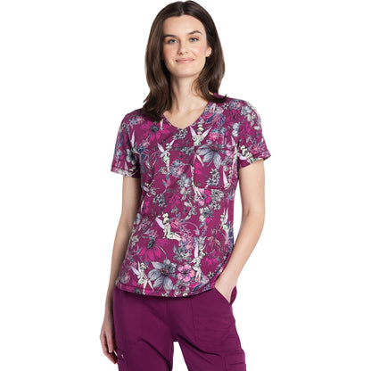 Rounded Print V-Neck Top