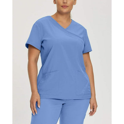Scrub Mock Wrap Solid Top WhiteCross Fit