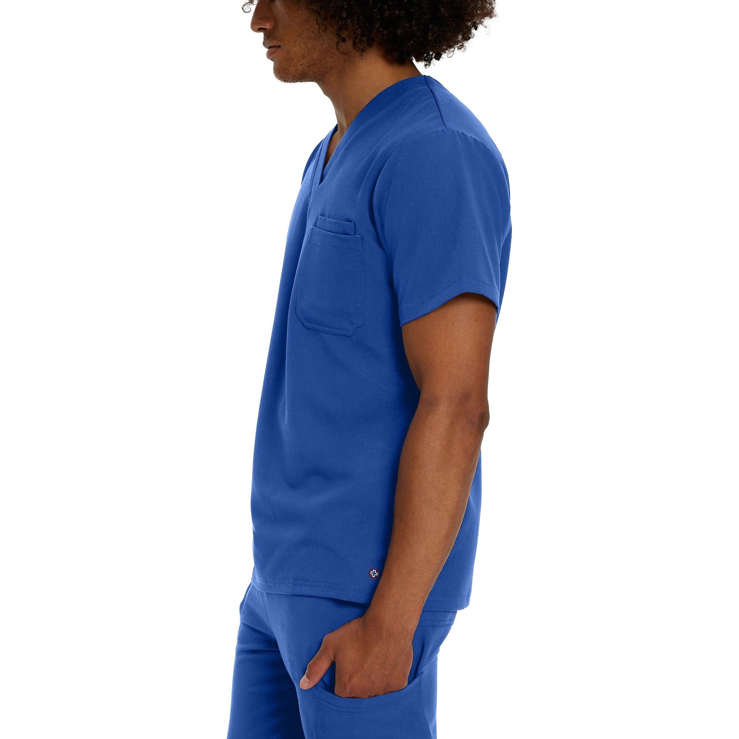White Cross V-Tess Men's 2-Pocket V-Neck Scrub Top