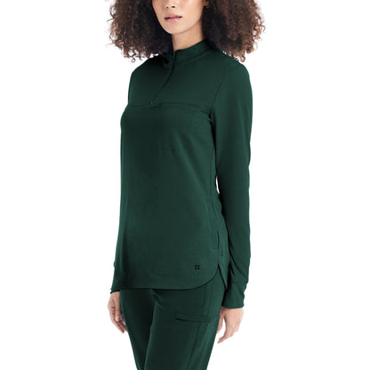 White Cross CRFT Women's 3-Pocket Quarter-Zip Mock Neck Pullover Scrub Top Sale