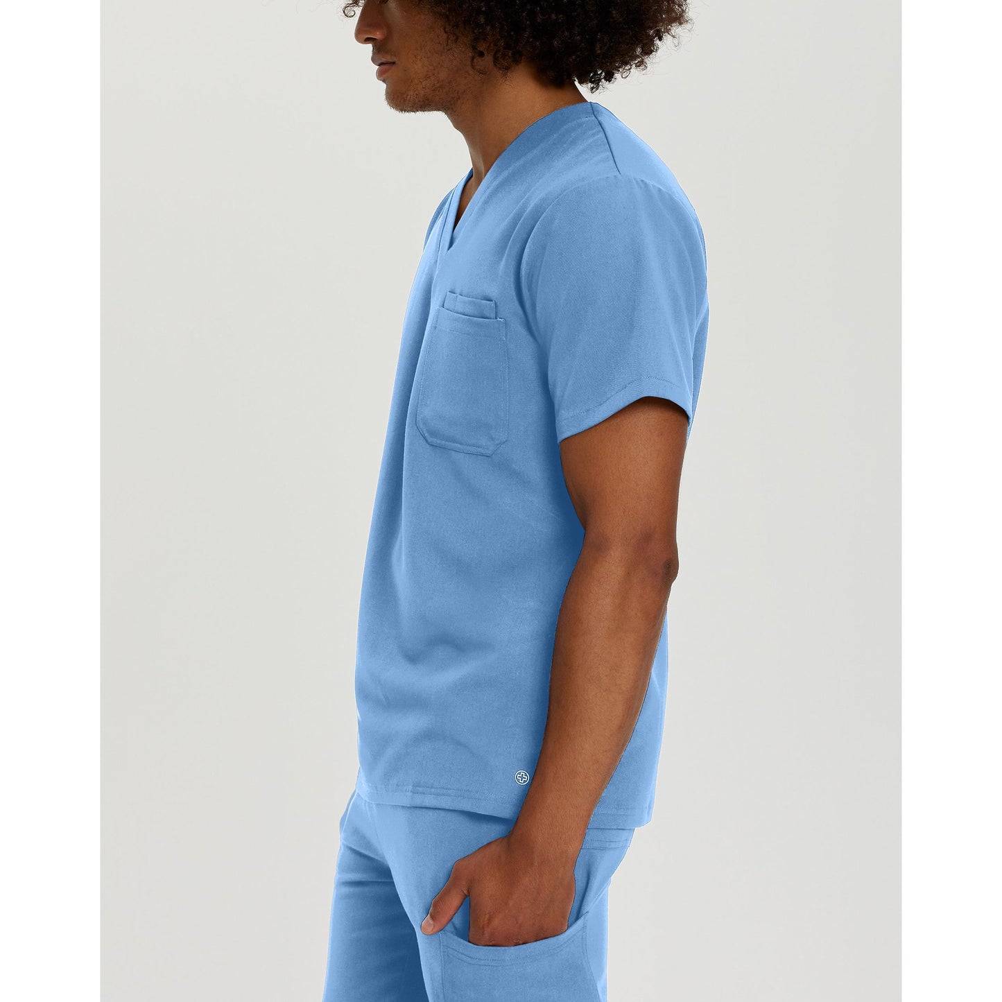 White Cross V-Tess Men's 2-Pocket V-Neck Scrub Top