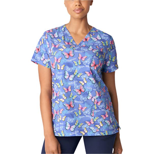 618 V-Neck Print WhiteCross Top SALE