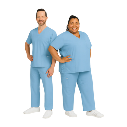 MOBB Unisex 8 Pocket Drawstring/Elastic Scrub Set