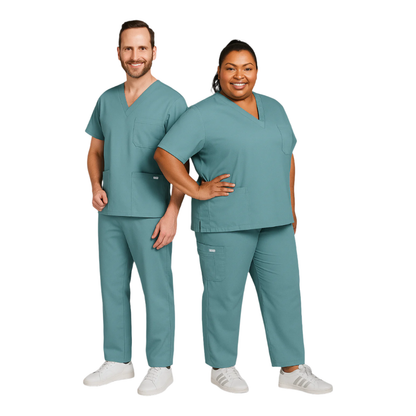 MOBB Unisex 8 Pocket Drawstring/Elastic Scrub Set