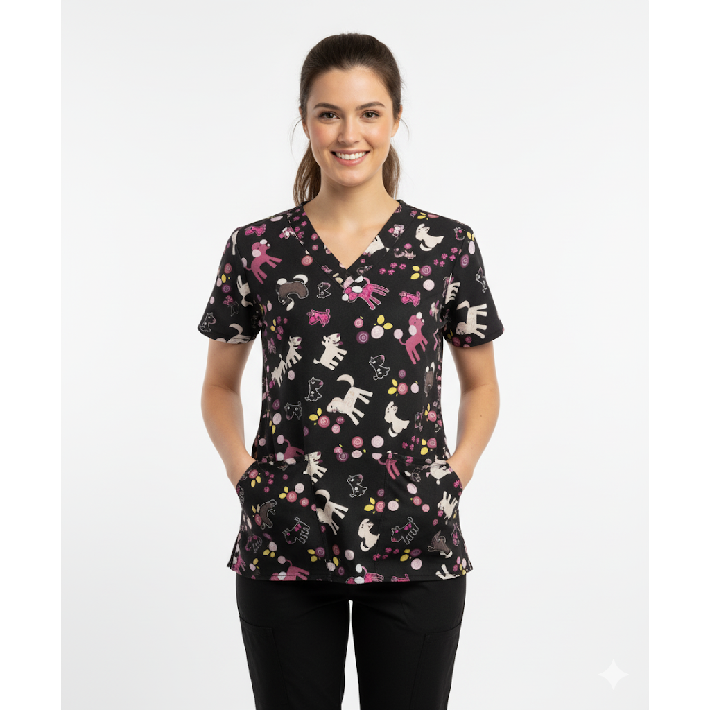 WhiteCross Printed Top "617-RGA-Puppy_Parade" 617 SALE