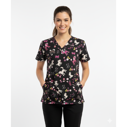 WhiteCross Printed Top "617-RGA-Puppy_Parade" 617 SALE