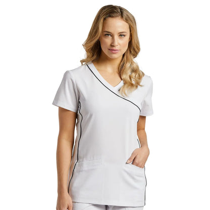 789 Marvella white V-Neck Top with Black trim SALE