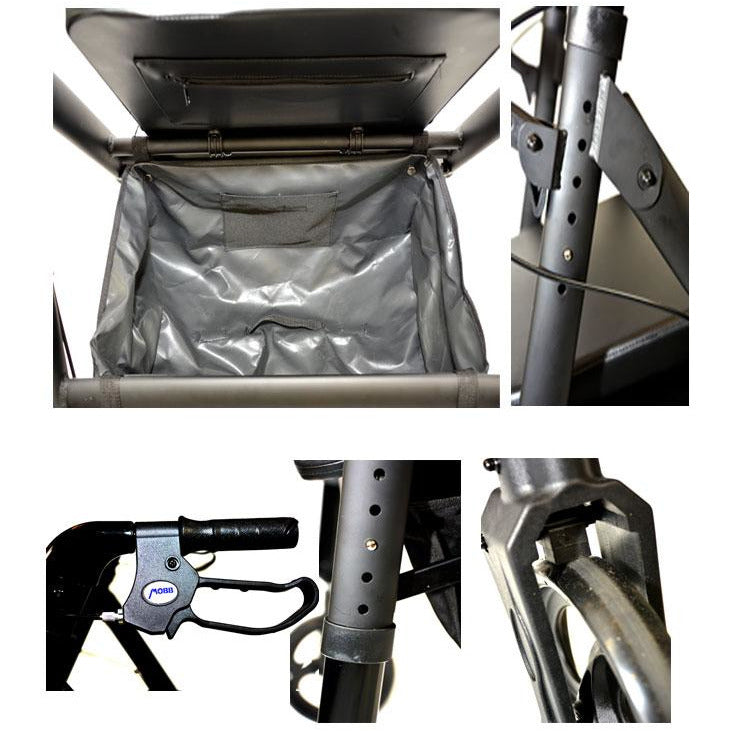 Aluminum Folding Bariatric Rollator:  Heavy Duty - MHHRL